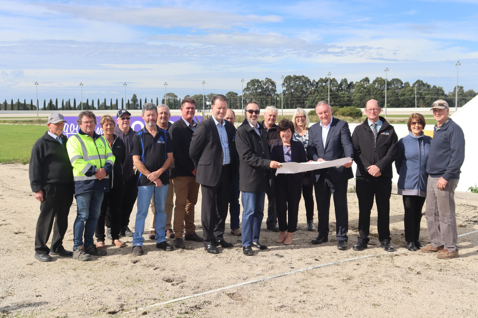 Boost for club: Minister for Racing Martin Pakula was at the Terang Harness Racing Club last Friday to announce the Labor Government was contributing $730,000 towards the club’s dream of a new stabling facility.