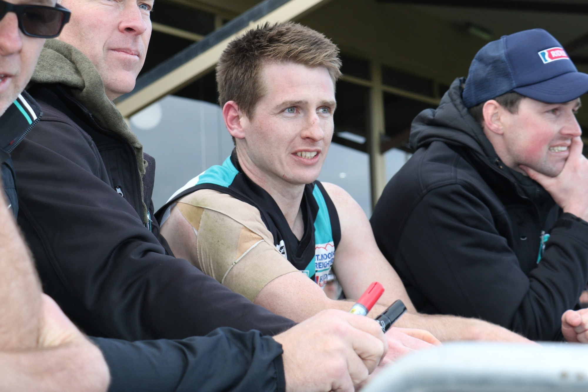 Signing off: Ben Walsh, pictured coaching Kolora Noorat in the 2019 grand final, has retired from playing and stood down from coaching following the end of the Warrnambool and District Football Netball League season.
