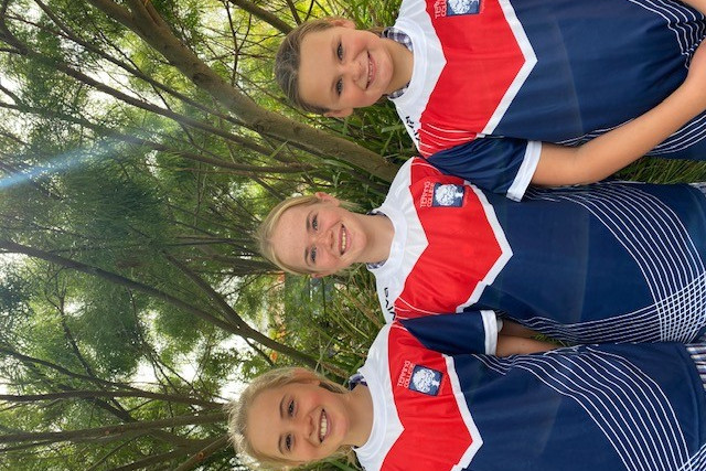 Terang College students (l-r) Elise Wood, Zoe Hill and Chloe Clifford qualified for the division athletics at Brauerander Park.