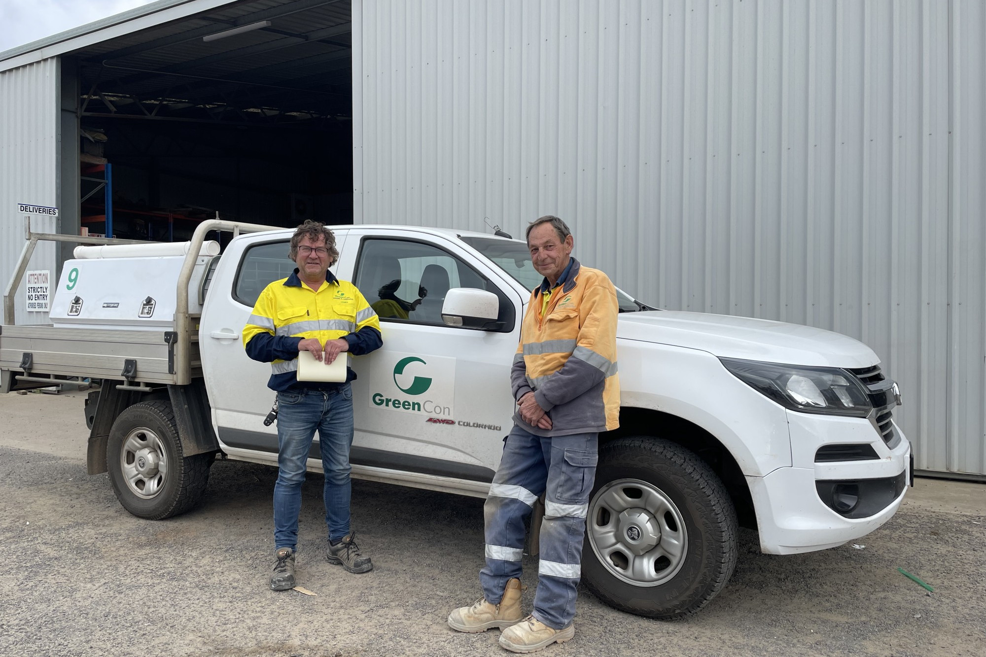 Milestone: GreenCon Australia managing director James Green thanks employee Robert Love for 50 years of service to the business.