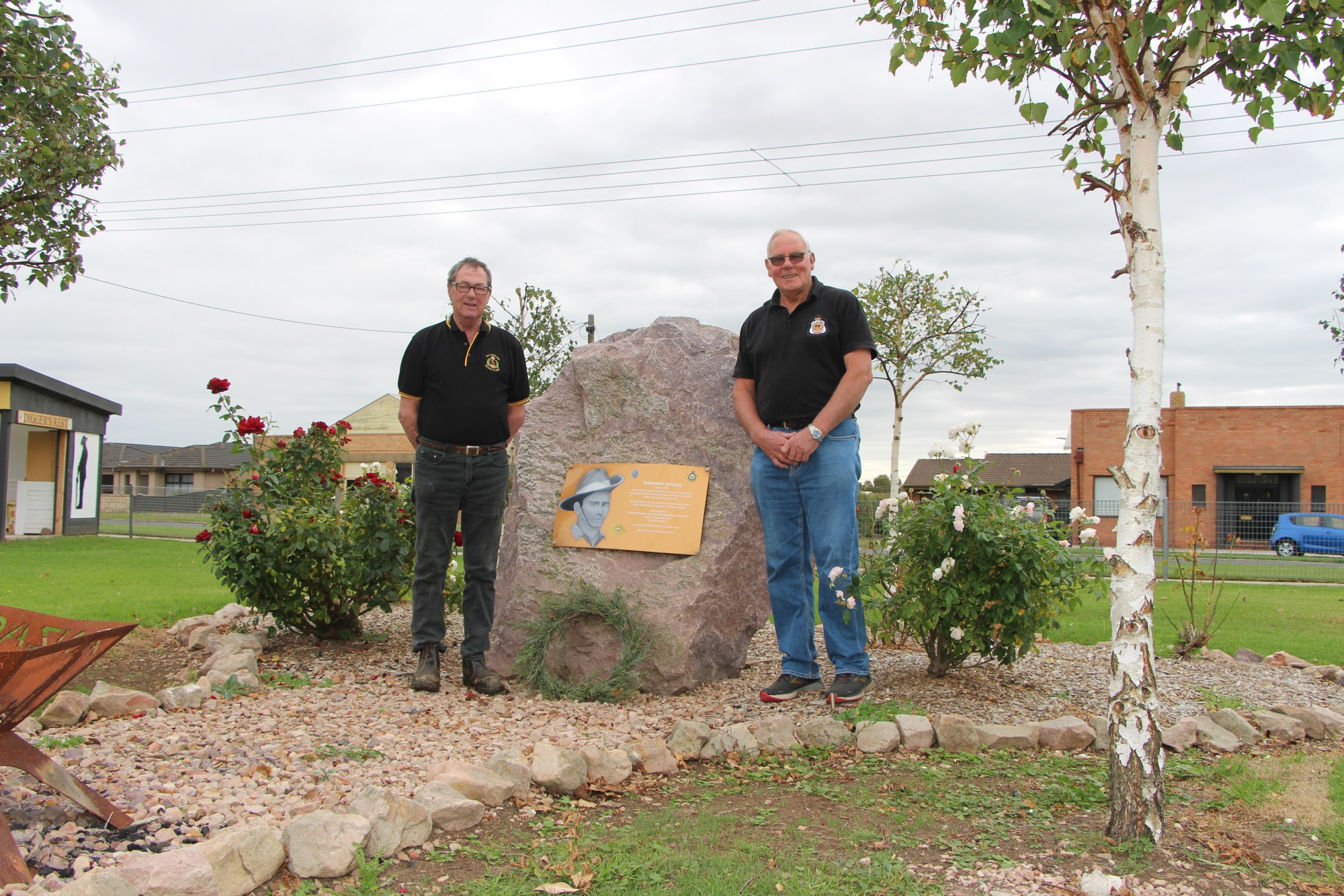 Lest we forget: Former member of the 2nd Battalion Royal Australian Regiment Brian Humphrey, pictured left with Terang RSL president Terry Fidge, will welcome his old company, D-Company, to Terang for a special reunion next week.
