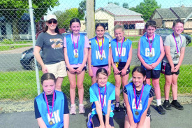 Primary division winners, Fever. Back row, from left: Anna Kenna (coach), Hope Kenna, Layla Wardlaw, Ashlee Killen, Leo Beasley and Harry Beaton. Front: Zoe Symons, Annabelle Blackford and Indi Wardlaw. 