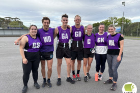 Senior runners-up Purple. From left: Shelbie Carlin, Nick Marshall, Mitch Wyss, Brad Lucas, Kaylee Malady, Rachel Cameron and Abby Carlin. 