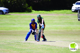 Hamish Sinnott faces ball during Bookaar’s semi-final clash with Cobden. 