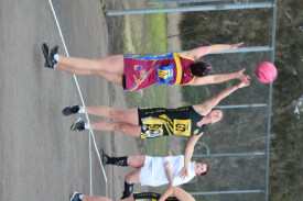 Sarah Muir deflects a pass in the circle during the B grade game. 