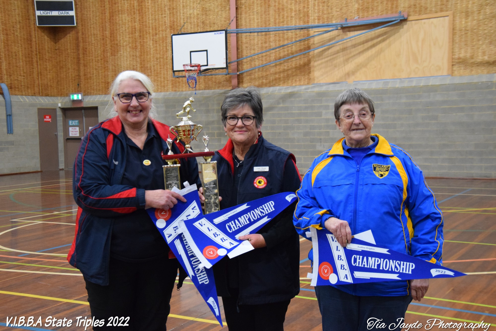 2022 VIBBA Ladies Triples Champions: Pam Wines (s), Jenny Meade, Diane Tobin (Ballarat). Photo courtesy of Tia Jayde Photography