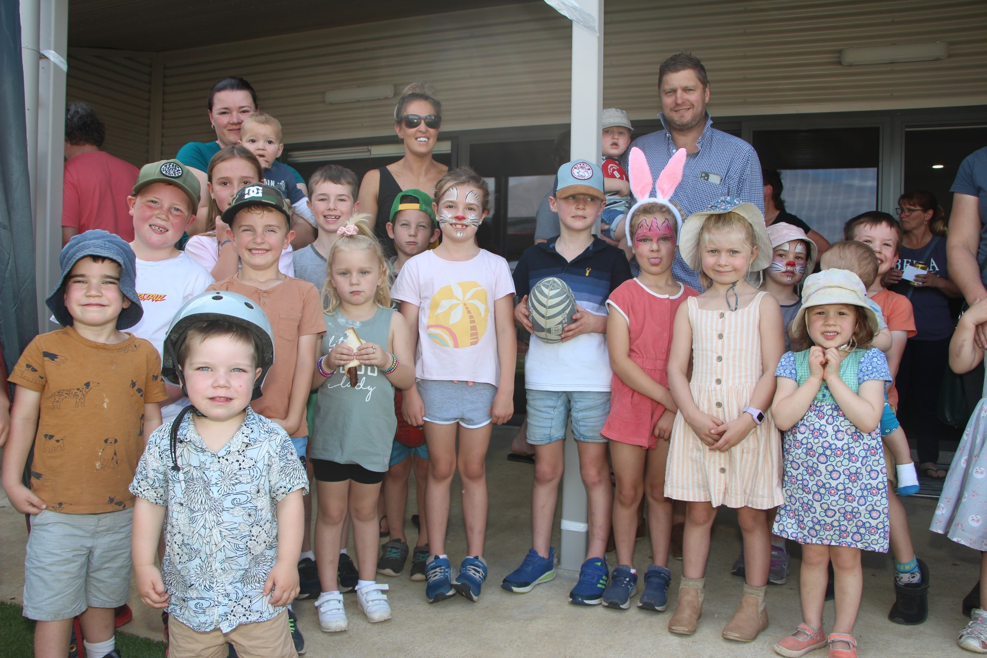 Hard work pays off: Moyne Shire councillors unanimously voted to allocate proceeds from the sale of the old Garvoc Hall towards the Garvoc Residents Group’s financial contribution to the new hall. Pictured are some of Garvoc’s youngest residents at the new hall for the 2022 Good Friday Appeal.