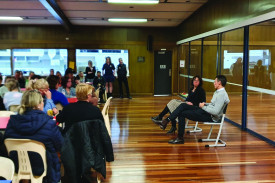 Alumni all-in: Former AFL star and Terang College graduate Chris Heffernan gave a speech at the school last week, highlighting the role Terang College played in his development. 
