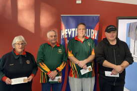 Heytesbury Open Fours Tournament runners-up from Mount Gambier (left to right) Gaylene Leggett, Rod Fleming, Coehen Keppels and Michael Cameron.