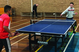 Charlie Kenna and Mohan Bam face off during the B Grade grand final.