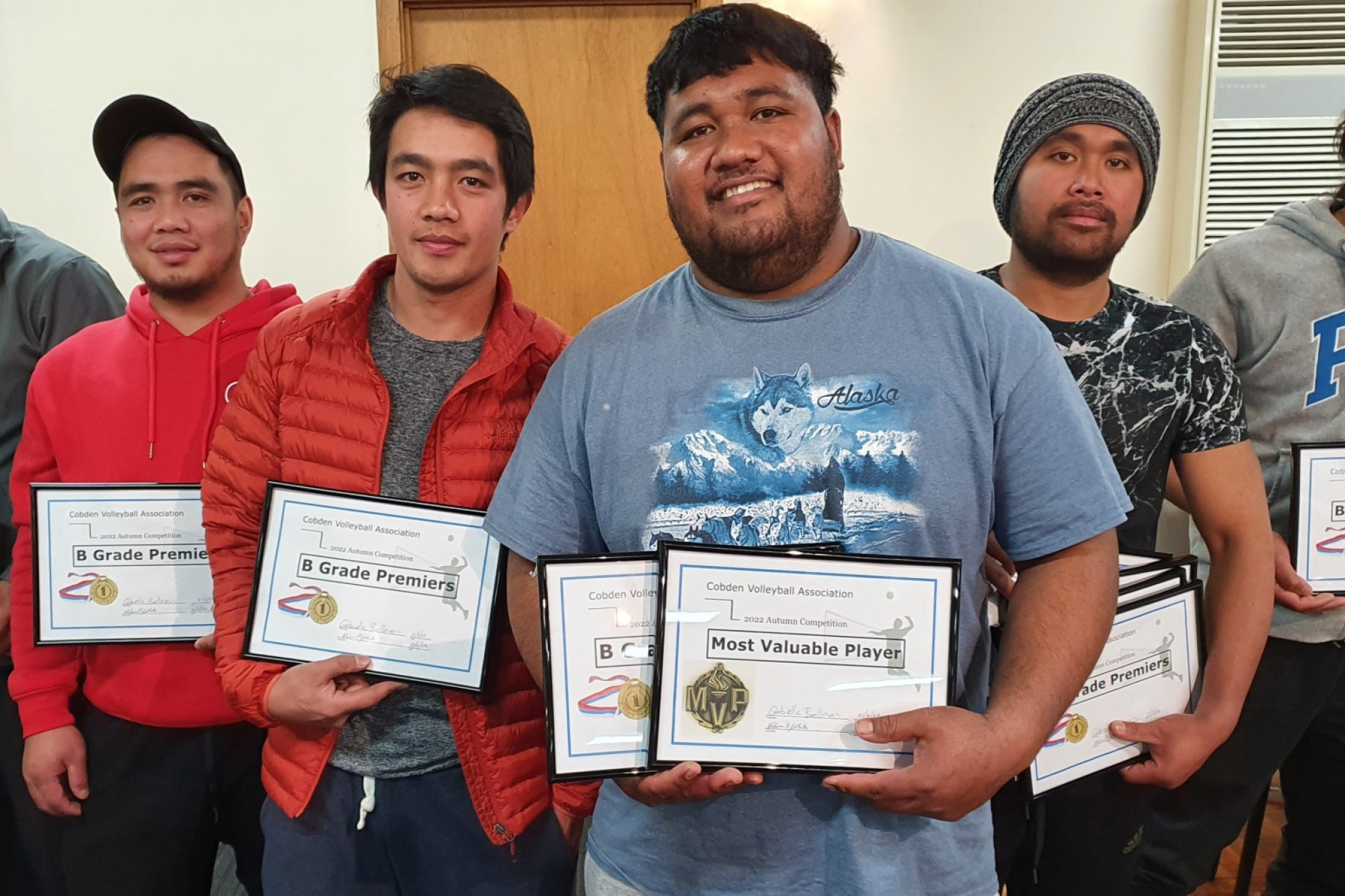 B grade premiers Cooriemungle Bulls – Ike (left), Ron, Jetro, Luis, Emmanuel and Danding.