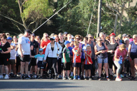 Walkers lined up at the ready for the 40th annual Terang and District Lions Noorat to Terang Fun Run and Walk. 
