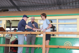Special presentation: Jason Day receives the inaugural John Keane medal for first male home. 