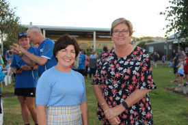 Corangamite Shire deputy mayor Geraldine Conheady and mayor Ruth Gstrein were on hand to time the runners over the finish line. 