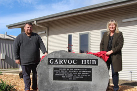 Garvoc and District Residents Incorporated president Adam Bellman unveiled the new plaque with Member for Western Victoria Gayle Tierney. 