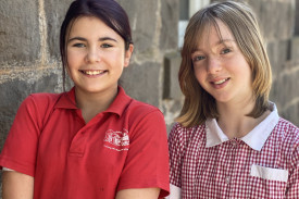 Noorat Primary School student leaders Sienna Hamilton and Taylor Hansen. 