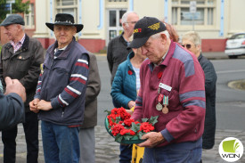 Terang Returned and Services League sub-branch member Roger Primmer laid a wreath in Terang.
