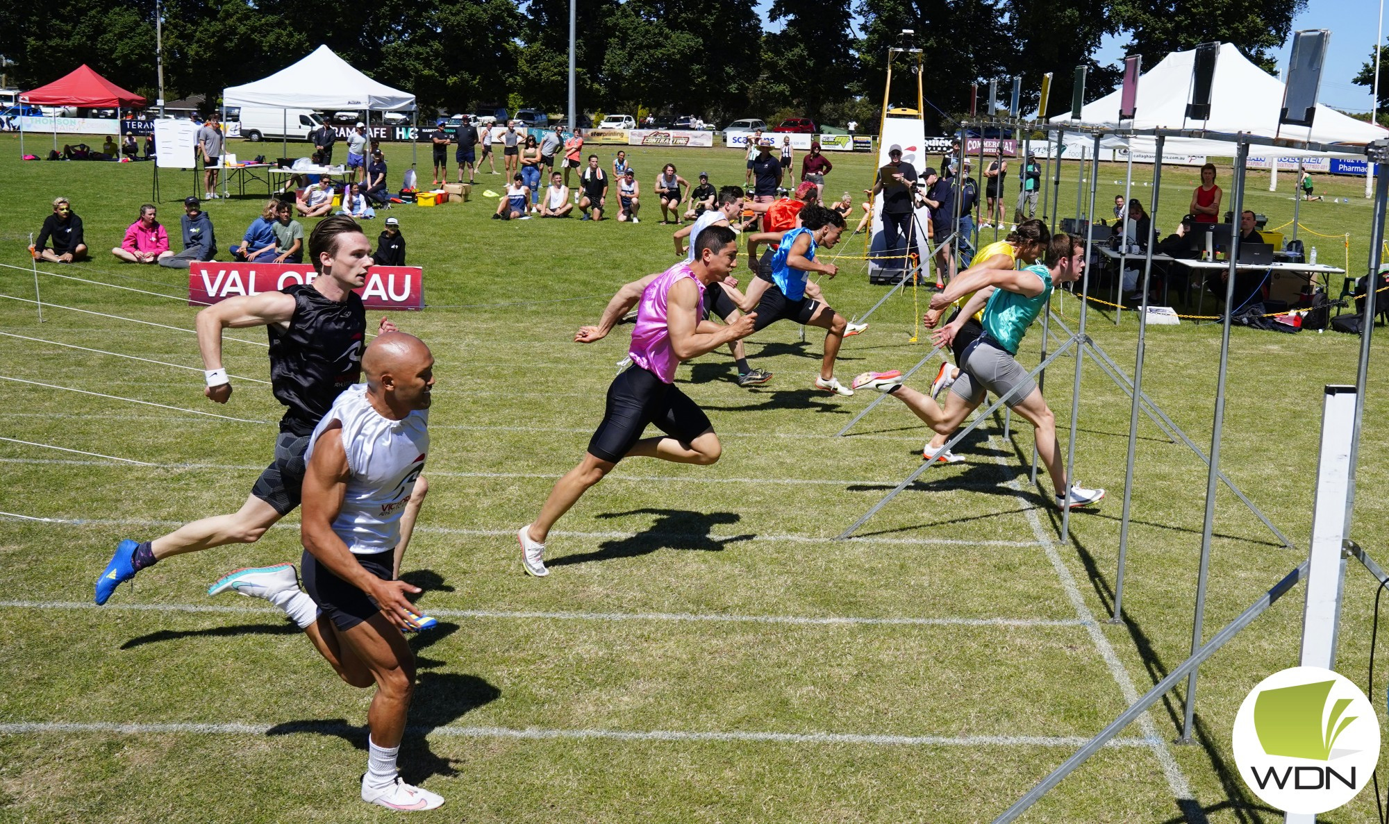 Get set: The Terang Gift will expand its opportunities for female athletes in 2022. Pictured is the finish of the 120 metre Women’s Gift Final last year.