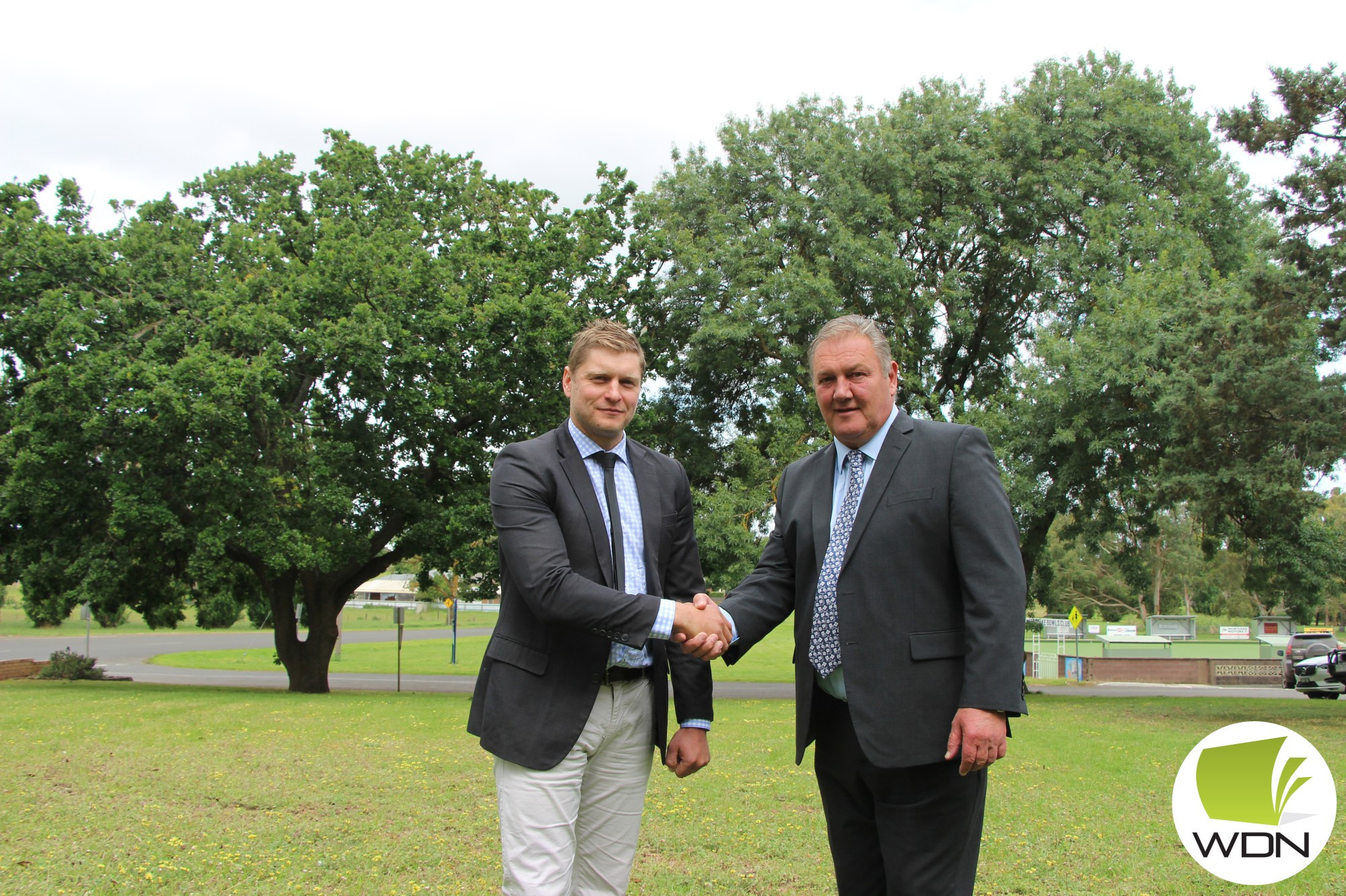 Remembering Mick: Moyne Shire councillor Daniel Meade, pictured left with Mick Wolfe, in 2017.