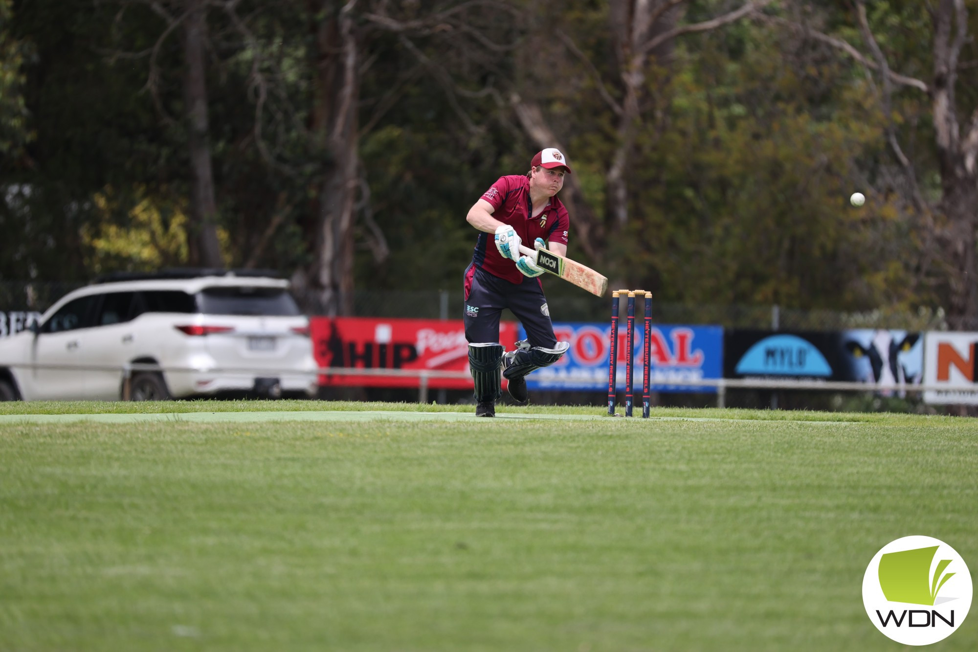 Talented Noorat batsman Steve O’Connor snicks one away.