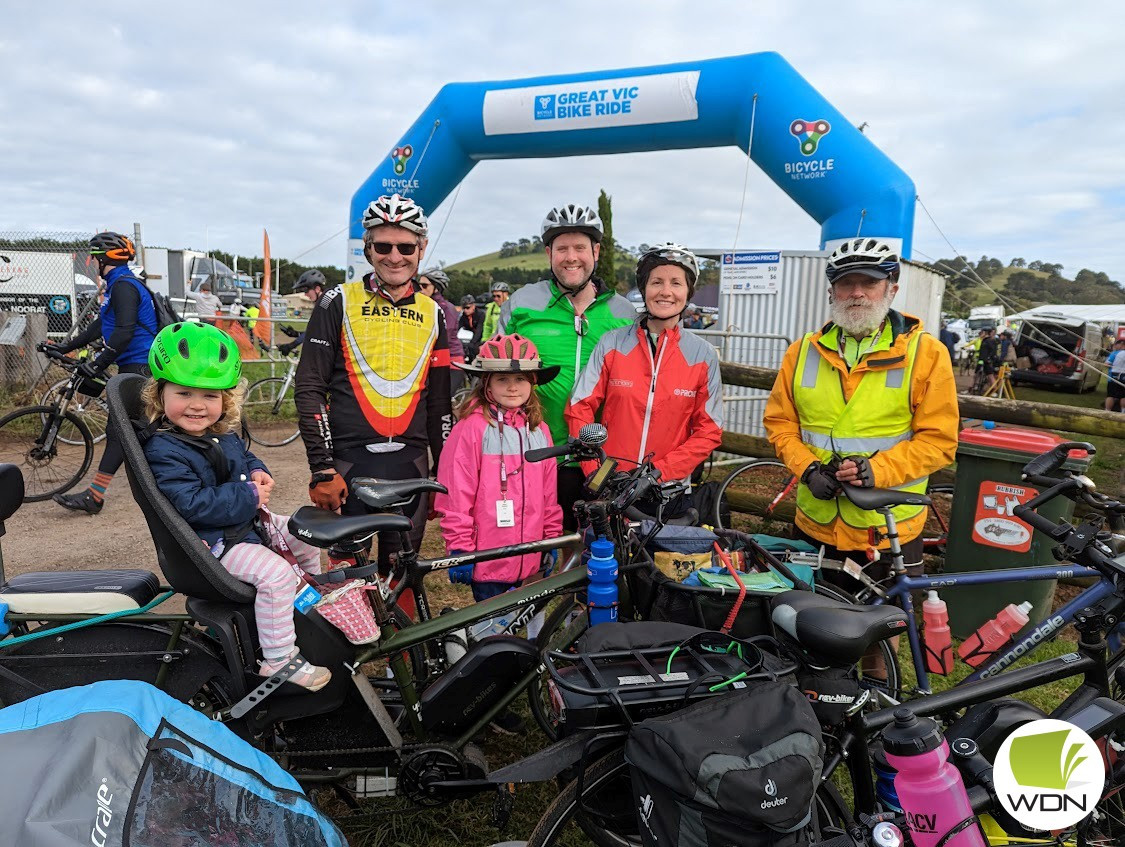 Cyclists stop in: Timboon Recreation Reserve was awash with cyclists making their home in Timboon on Monday as part of the Great Vic Bike Ride.