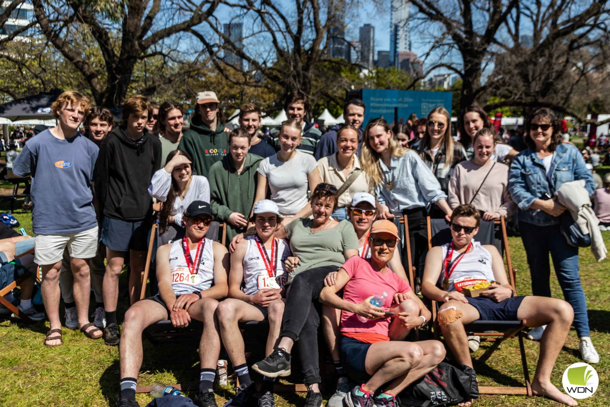 For Thomas: Let’s Dog the Black Dog fundraising founders Connor Cardwell, Xavier Vickers, Hugh Porter and Kane Johnstone took part in the Melbourne Marathon on Sunday as part of fundraising efforts launched to support a forthcoming mental health initiative. Photo courtesy of Sarah Pekin Photography.