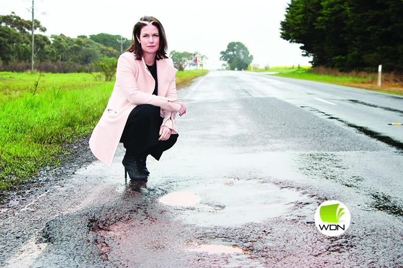 Top topic: Member for Lowan Emma Kealy visited Woorndoo last week to announce the Liberal-National’s $10 billion commitment to improving regional roads.