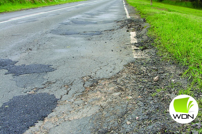 Bumpy ride: Potholes which recently underwent maintenance on Terang-Mortlake Road have begun to re-emerge, which the Department of Transport has attributed to heavy rainfall.