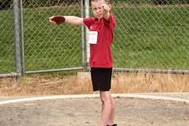 Spencer Marshall lining up a shot at the discus.