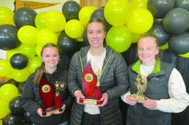 B Grade trophy winners: (L-R) Jaime Killen, Melanie Dyson and Abbey Burford.