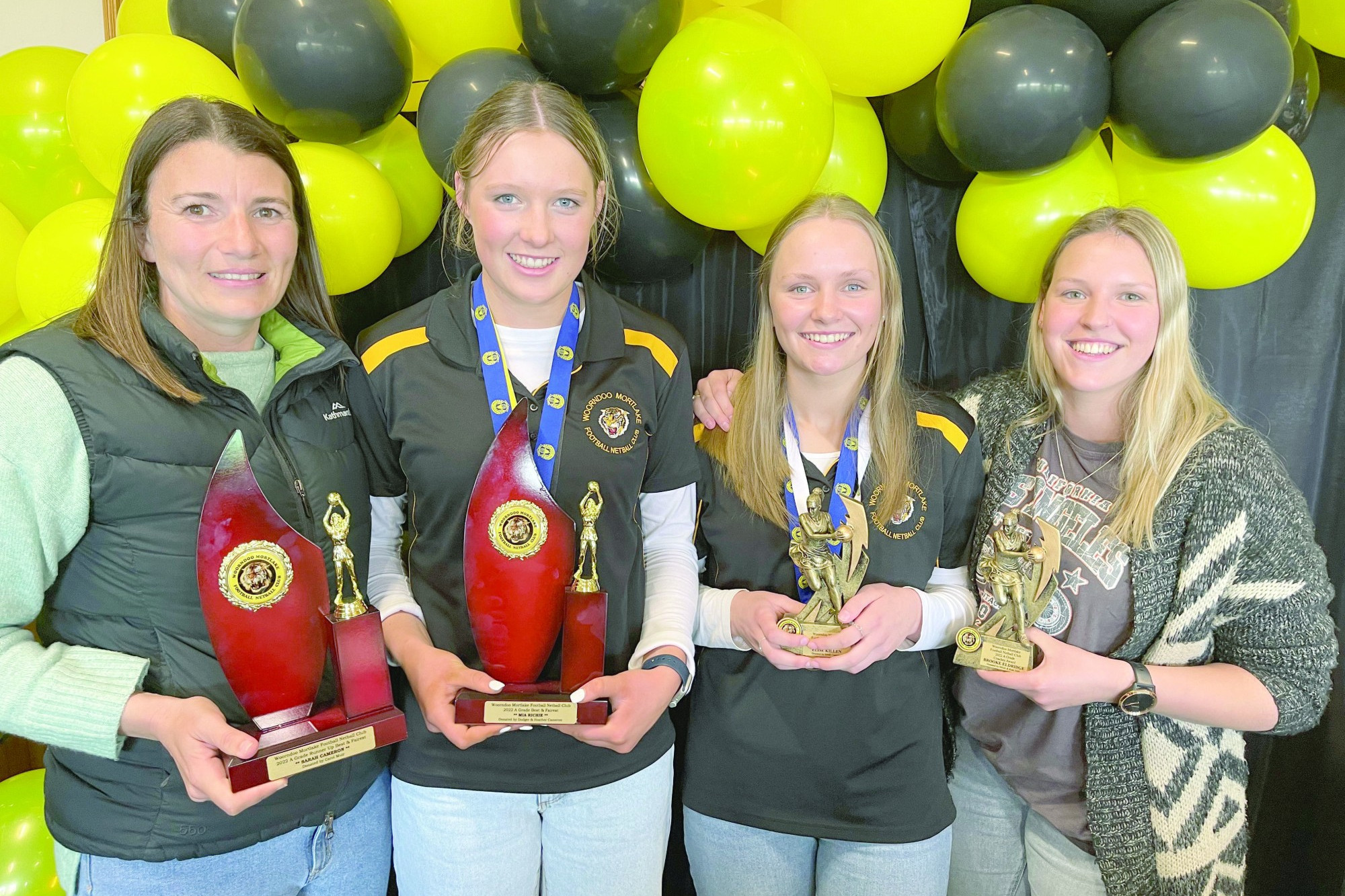 A Grade trophy winners: (L-R) Sarah Cameron, Mia Richie, Elise Killen and Brooke Eldridge.