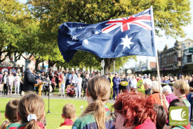 Respect: Hundreds gathered for the Anzac Day march and service in Terang. 