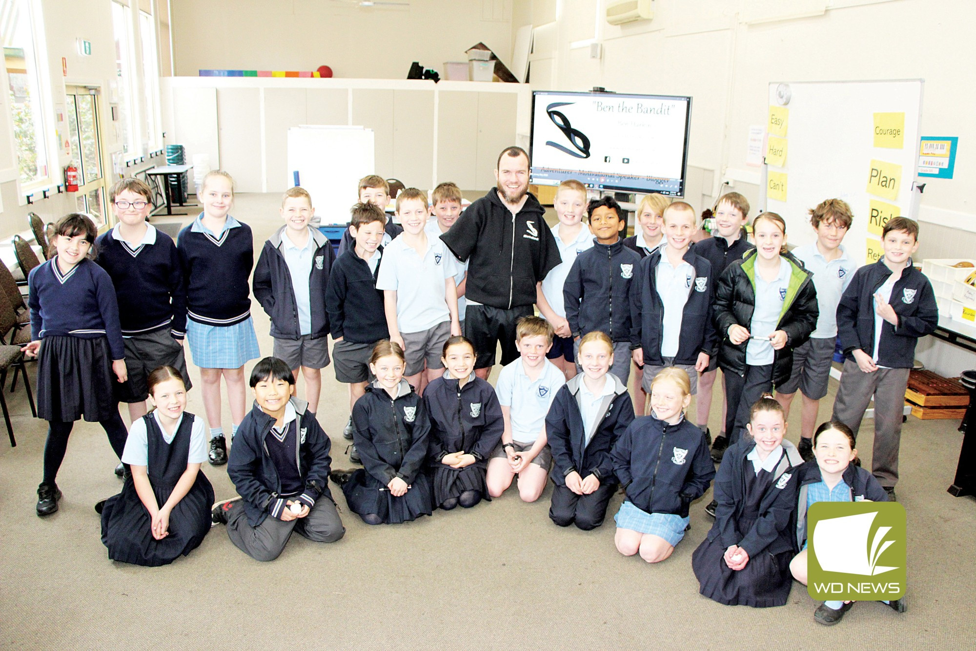 Life without limitation: Peterborough’s Ben Harkin, who was born without arms, spent time with students in Terang and Mortlake this week showing that a positive outlook and a can-do spirit can conquer all of life’s obstacles.