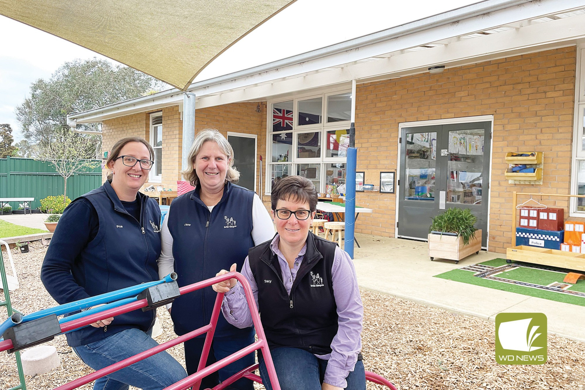 Top of the class: Mortlake and District Kindergarten has achieved an Exceeding National Quality Standard under the National Quality Framework. Pictured is staff members Prue Sagnol, Jane Gough and Tracy McGinness.