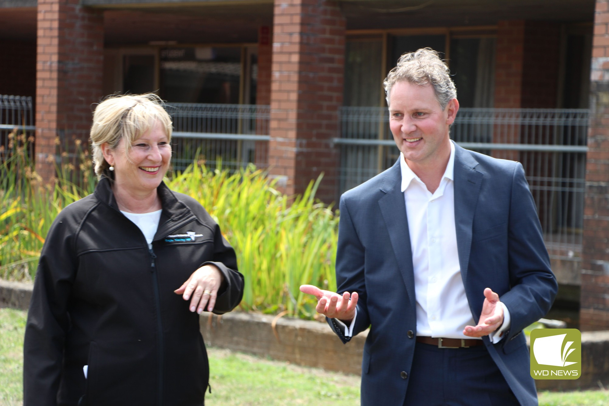 Future-focussed: The Victorian Government has announced an almost $2 million investment in Glenormiston College. Pictured is Member for Western Victoria Gayle Tierney and South West TAFE chief executive officer Mark Fidge at a funding announcement in 2022.