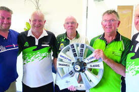 Winners are grinners: Westvic Tyres owner Simon Ritchie (left) with the 2023 Westvic Tyres Shadwell Classic Winners - Ray Cooknell, Ron Horne, Colin Davey, Greg Ritchie (right). 