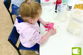Hands on: Children at Mortlake Kindergarten made playdough to sell as a fundraising initiative in support of the Mortlake Swimming Pool. 