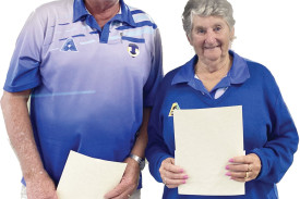 Mixed Pairs Champions: Alan Wentworth (left) and Dianne Robertson (right). 