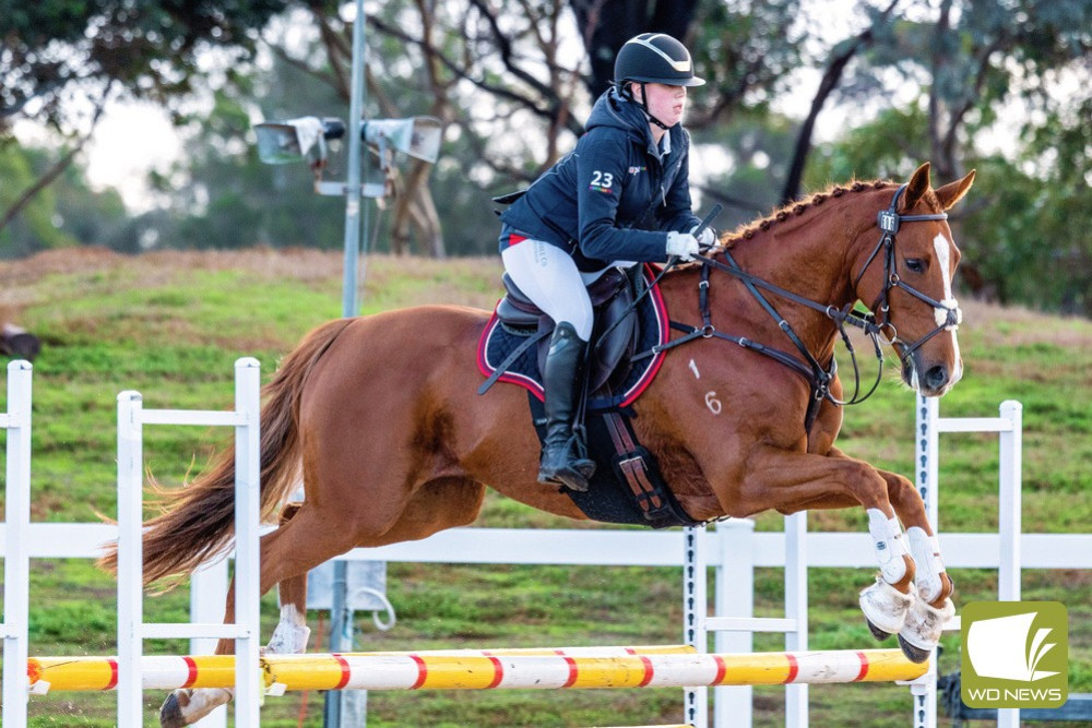 Terang College student Holly Roberts and her horse ‘Buster’ enjoy their final interschool state championships.