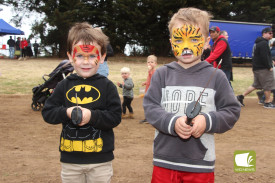 Warrnambool’s Archie Cole and Hamish Bateman, 4, were among the painted faces in the crowd. 