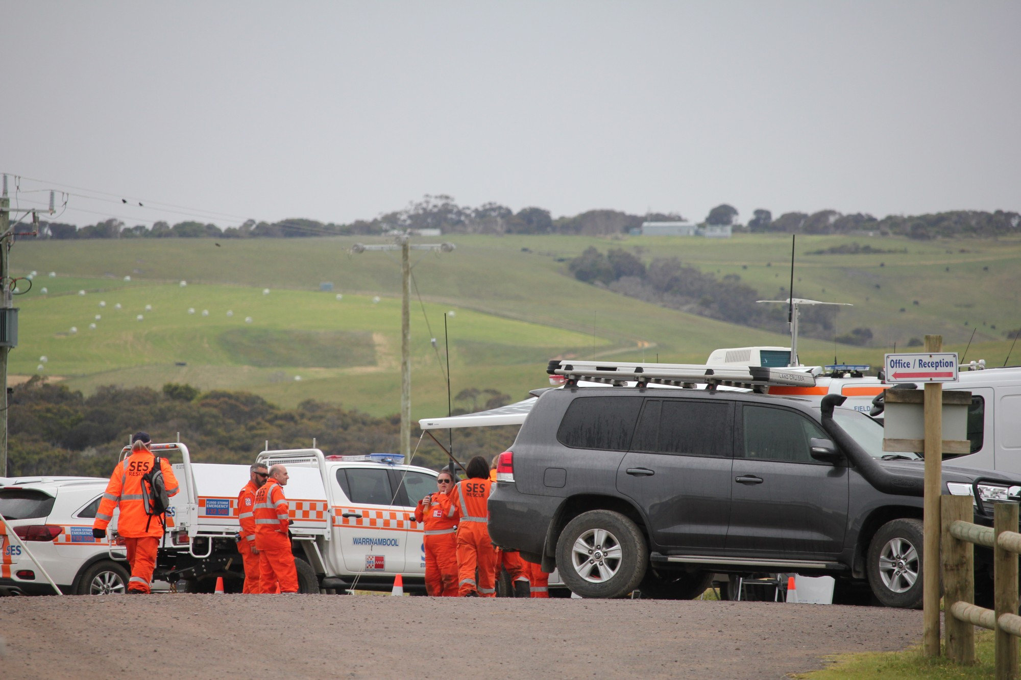 Manpower: State Emergency Service (SES) and Police used the Princetown Recreation Reserve as a base for the search of British tourist Aslan King.