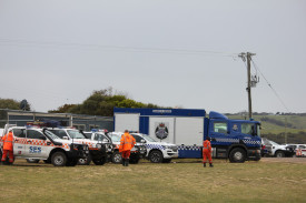 Search and rescue: An intense search and rescue presence was visible at the Princetown Recreation Reserve.