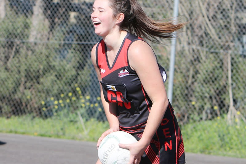 Emily Finch was Cobden’s leading goal scorer as they advanced to a second consecutive open netball grand final.