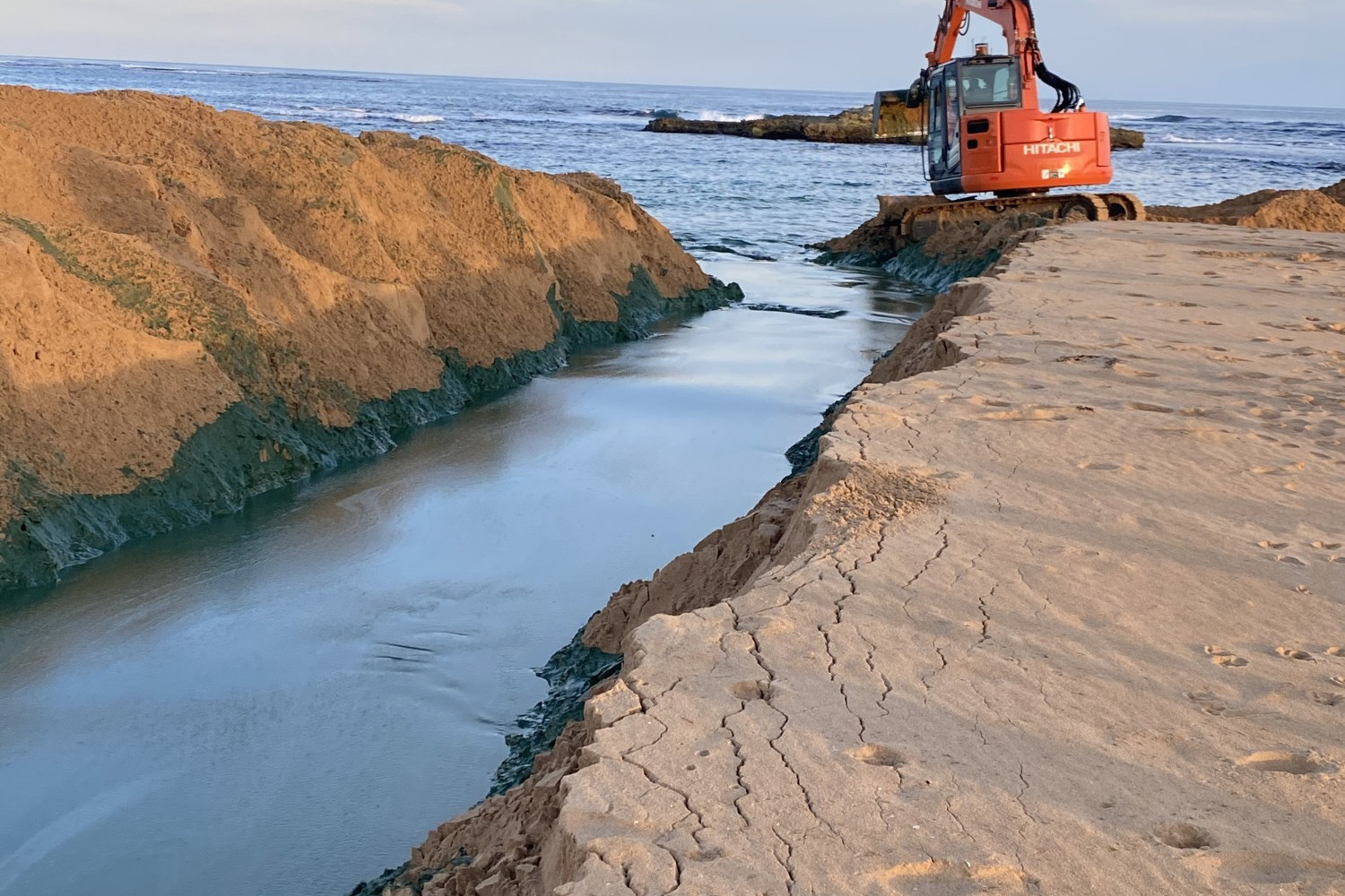 River flows: The decision was made to complete an artificial river mouth opening at Peterborough last Tuesday.
