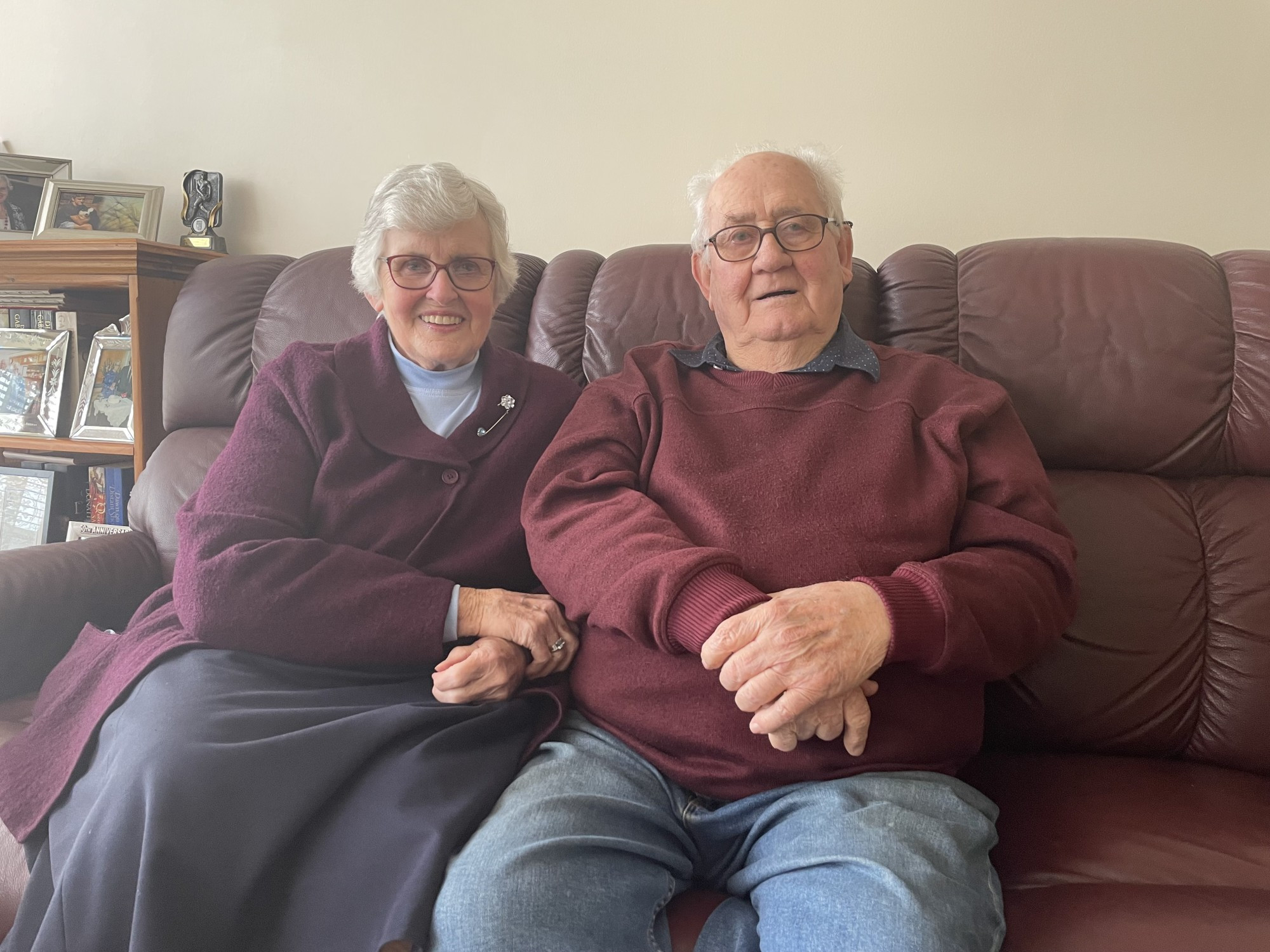 Congratulations: Meeting for the first time at a dance more than 65 years ago, it was love at first sight for Vera and Colin Scouller who celebrated their 65th wedding anniversary this week.