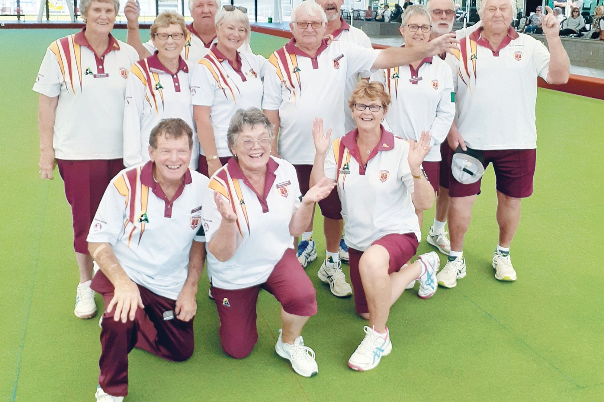 Success: Timboon bowls celebrate their victory at Warrnambool.