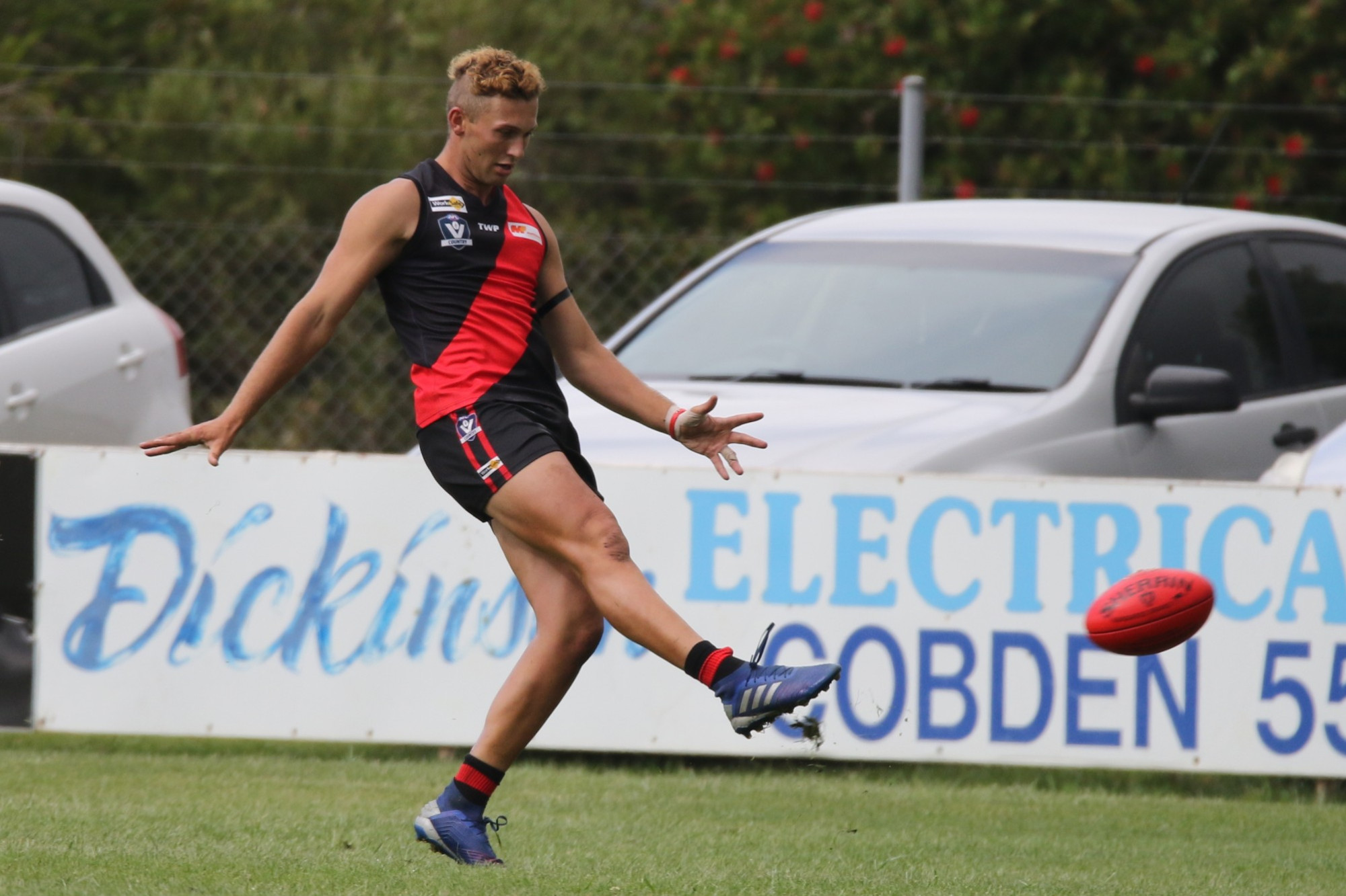 Top form: Cobden defender Christian Koroneos produced a strong performance in his side’s six point win over Portland on Saturday night.