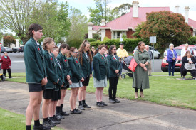 A cohort of Cobden Technical School students attended the Cobden Primary School run Remembrance Day service in Cobden. 