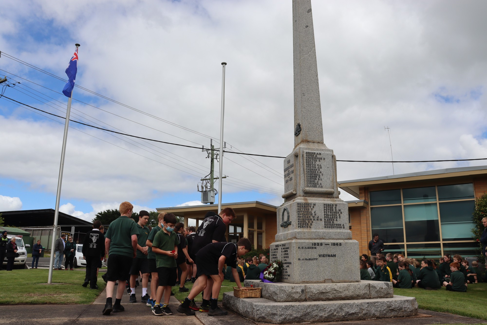 Respects paid: Cobden Primary School students laid a poppy, in tribute to all those who have served at war, during last week’s Remembrance Day service.
