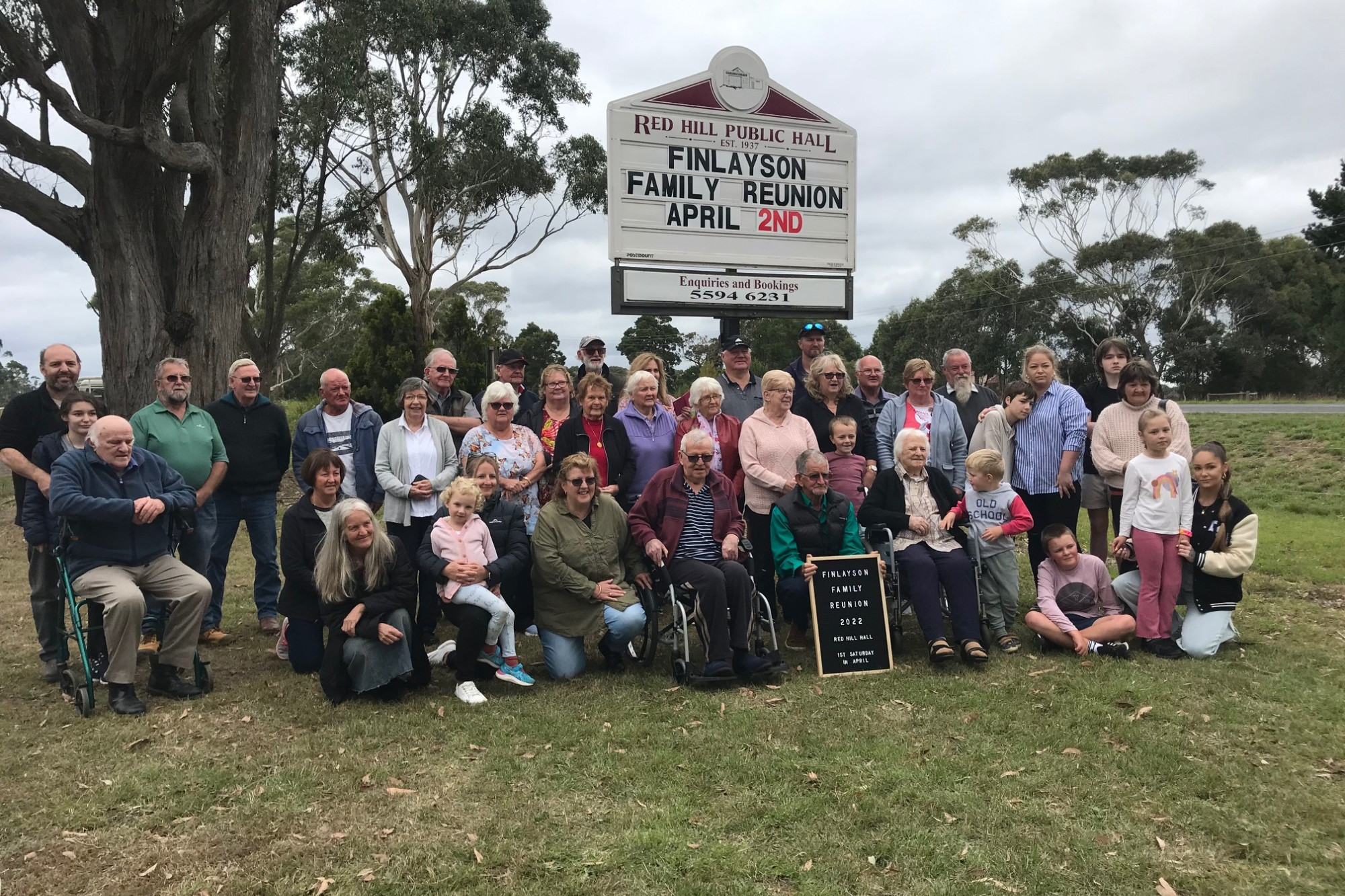 Plaque unveiled: Members of the Finlayson family gather for a family reunion at Red Hill Hall.